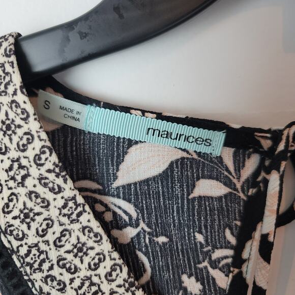 Maurices Dark Floral Long Bell Sleeve Mini Dress Size Small Boho Whimsigoth - Picture 5 of 10